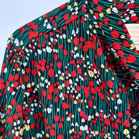 Vintage COUNTRY LAGENLOOK Pendleton RED TULIPS Cottage Core Top WOMENS 14 - Picture 5 of 9